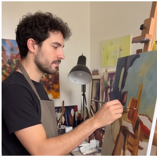 Luis Alvarez demonstrating art lessons in a lived-in home, activity photo 2