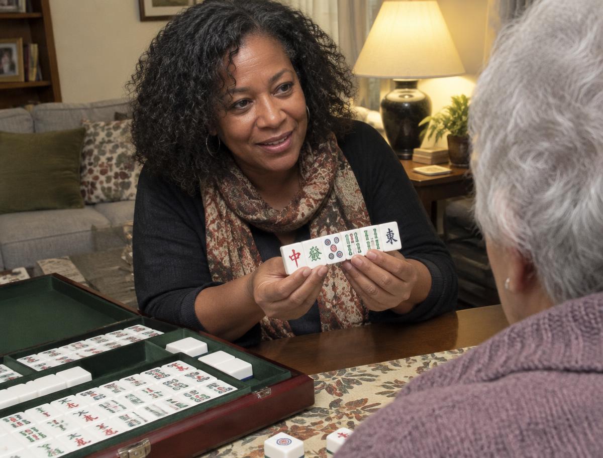 Denise Carter guiding an activity at home
