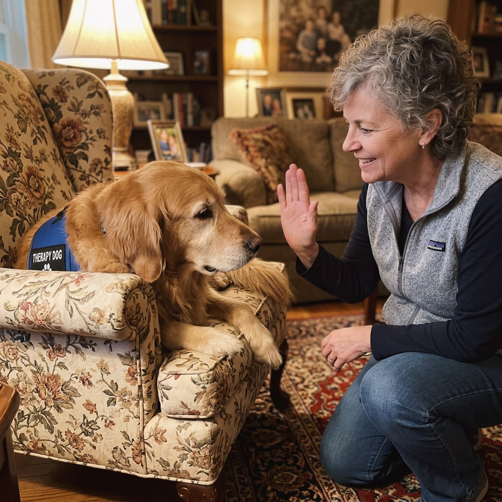Linda Marsh teaching Therapy dog visits